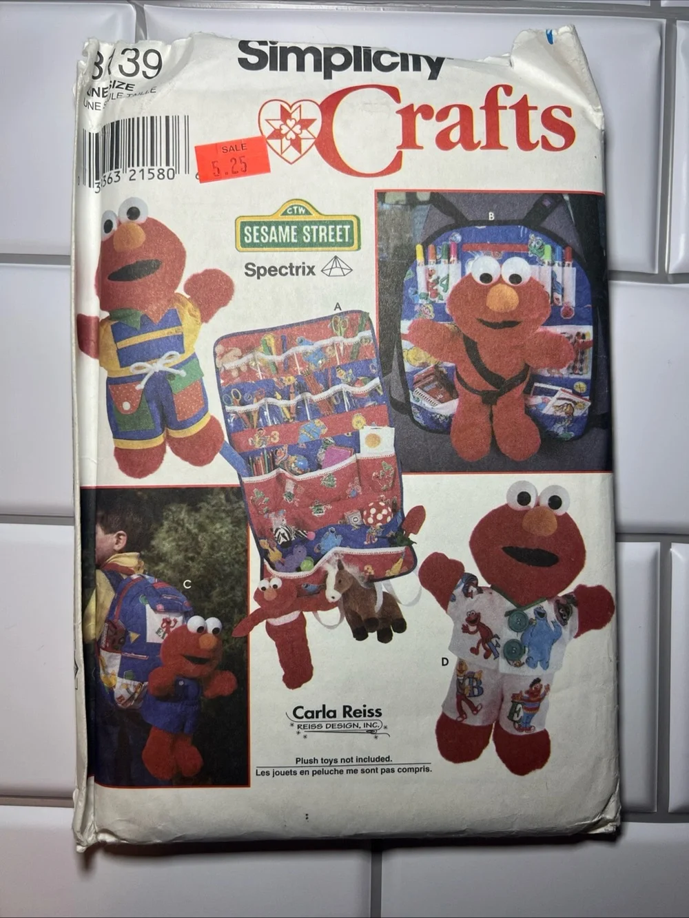Simplicity Crafts Sesame Street Elmo Plush Sewing Pattern - 8139 Opened